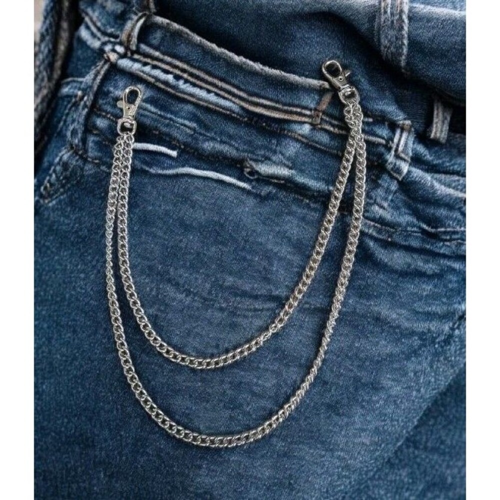 Jeans Pants Wallet Cable Fouble Chain Men Women Goth Biker Punk Metal 16" / 20"